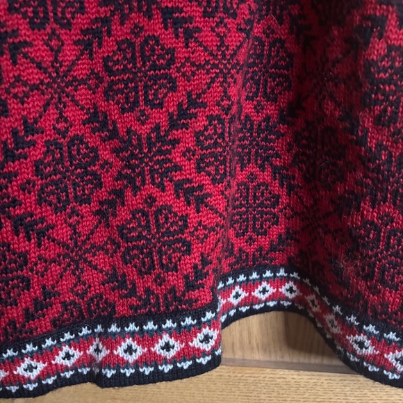 L L Bean Women’s Nordic Sweater Cardigan Size Large - Wool Knit Holiday Folk - Picture 7 of 8